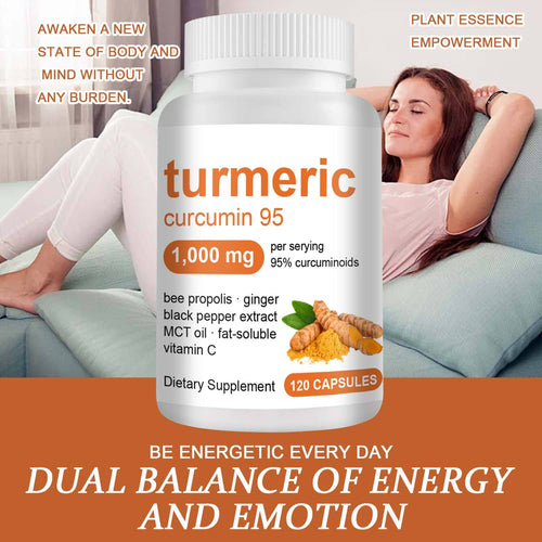 Hot Selling Turmeric Curcumin Capsule With Bee Propolis Ginger Black Pepper Support Bone&Joint Health 120 Capsules