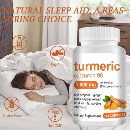 Hot Selling Turmeric Curcumin Capsule With Bee Propolis Ginger Black Pepper Support Bone&Joint Health 120 Capsules