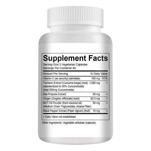 Hot Selling Turmeric Curcumin Capsule With Bee Propolis Ginger Black Pepper Support Bone&Joint Health 120 Capsules